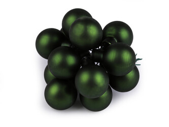 Vánoční skleněná baňka na drátku Ø2,5 cm - mat a lesk - 12 ks - 18 zelená mat