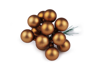 Vánoční skleněná baňka na drátku Ø2 cm - mat a lesk - 12 ks - 8 zlatá tmavá mat