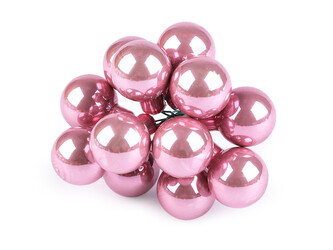 Vánoční skleněná baňka na drátku Ø2,5 cm - mat a lesk - 12 ks - 11 pudrová lesk