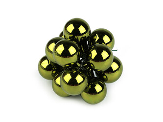 Vánoční skleněná baňka na drátku Ø2 cm - mat a lesk - 12 ks - 17 zelená lesk