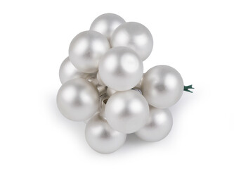 Vánoční skleněná baňka na drátku Ø2,5 cm - mat a lesk - 12 ks - 2 bílá mat