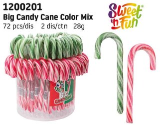 Big Candy Cane Color Mix - lízátko hůlka 28g