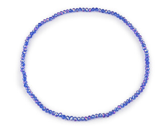 Náhrdelník pružný z broušených skleněných korálků - 1 ks - 11 modrá královská AB
