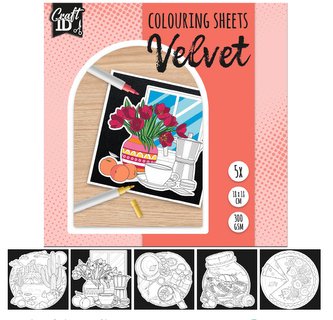 Sametové vybarvovací obrázky, 5ks 18 x18 cm červené Sametové vybarvovací obrázky, 5ks 18 x18 cm červené