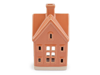 Keramická chaloupka / domeček na svíčku - 1 ks - 3 terakota