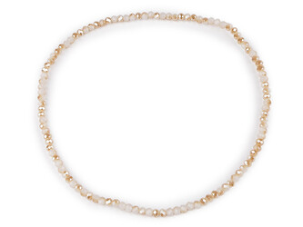 Náhrdelník pružný z broušených skleněných korálků - 1 ks - 9 béžová světlá AB