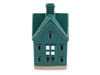 Keramická chaloupka / domeček na svíčku - 1 ks - 4 petrolejová