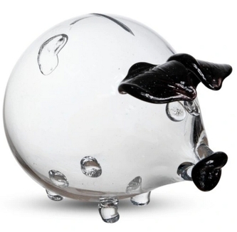 DuraHome Pokladnička prasátko, černé uši, sklo 16cm