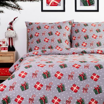 Vánoční mikrovláknové povlečení FLORIANA | dárečky | 220x200 + 2*70x80 cm | 858708