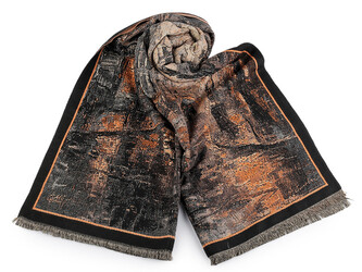 Zimní šála / pléd s třásněmi 70x185 cm - 1 ks - 4 béžová tm. černá