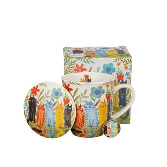 Kubek z zaparzaczem z zawieszką Koci Świat KOTY OGRODOWE