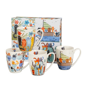 Komplet 4 kubki Koci Świat (wariant 2)