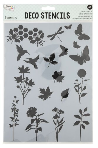 Šablony 4 ks - květiny, zvířata, ornamenty Šablony 4 ks - květiny, zvířata, ornamenty