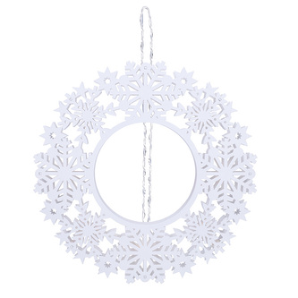 Solight LED dřevěný vánoční věnec, 10x LED, bílá, 30cm, časovač, 2x AA