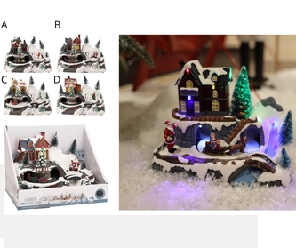 Vánoční LED pohyblivá scenérie D - dům a les