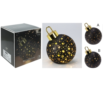 Skleněná LED baňka/koule s časovačem, matná černá B, 15 cm