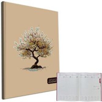 Kalendarz 2026 A4 tygodniowy Drzewo Beż