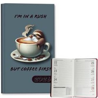 Kalendarz 2026 A6 tygodniowy Leniwiec Kawa