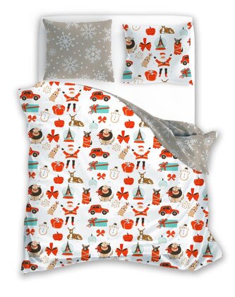 POŚCIEL KPL.220X200+2x70X80 HOLLY JOLLY 004 MIKROFIBRA SATYNOWA