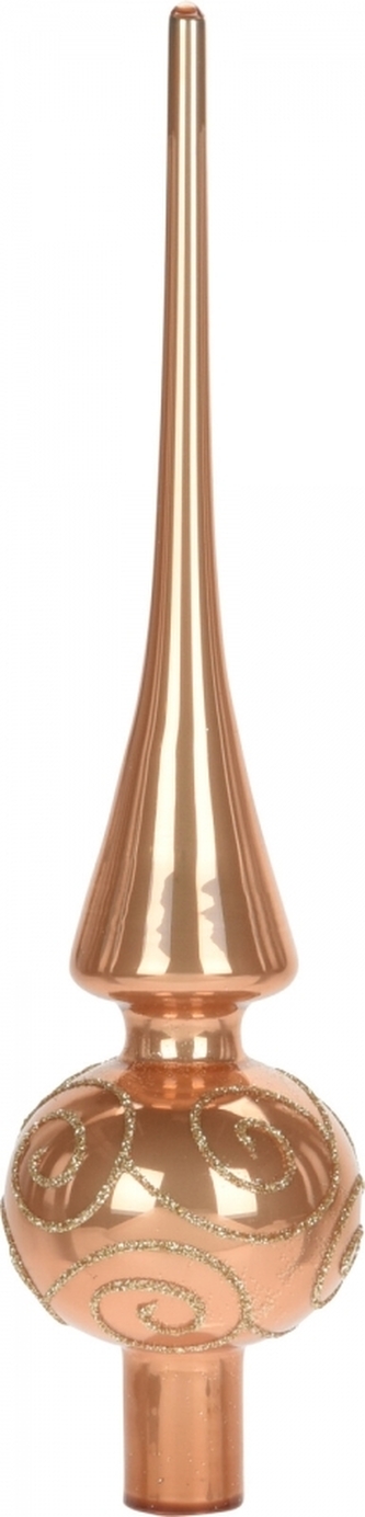 Skleněná špice na stromek 25x6 cm, světlá jantarová