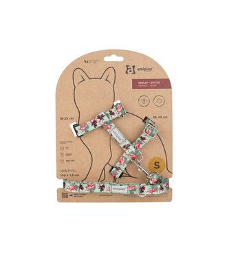 Kšíry pro kočku s vodítkem BeHappyCat Flamingo-M