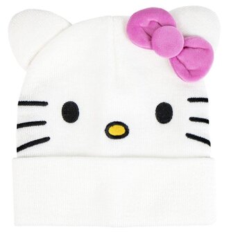 Dětská zimní čepice Hello Kitty: Kitty s růžovou mašlí (univerzální)
