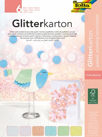 Glitrový papír Pastel 6 ks 17,4 x 24,5 cm