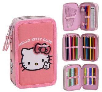 Školní trojdílné pouzdro Hello Kitty: Klub Hello Kitty (13 x 20 x 7 cm)