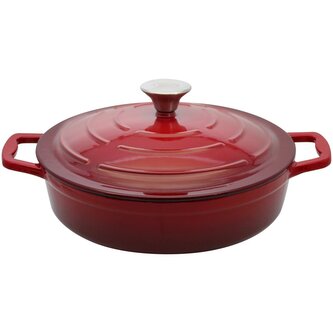 Kastrol s poklicí Ø 28 cm, litinový, červený ELO 30828