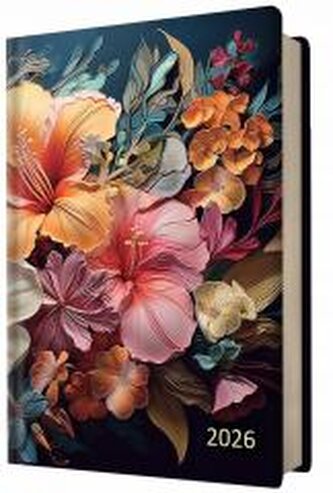Kalendarz 2026 A5 dzienny z gumką kwiaty