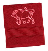 Froté osuška proužek s výšivkou znamení zvěrokruhu - Bordová - 70x140 cm