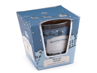 Vonná svíčka ve skle 120 g - 12 ks - 24 (Winter Dream) modrá ledová