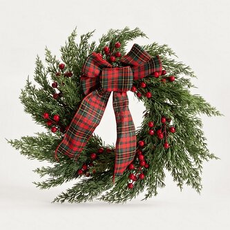 Věnec | TARTAN | s mašlí | 55 cm | 750625