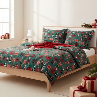 Vánoční mikrovláknové povlečení | CATERINA | motiv dárečků | 140x200 + 1*70x80 cm | 758805