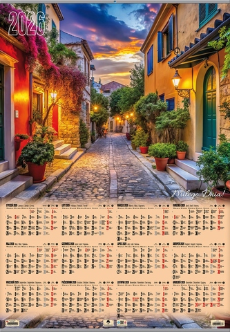 Kalendarz 2026 plakatowy B1 z listwą Uliczka  KP-B1 V.15