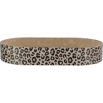 Kartonové škrabací lůžko LEO, s catnipem, 63 x 10 x 35 cm, hnědá/leopardí