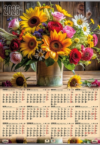 Kalendarz 2026 plakatowy B1 z listwą Bukiet KP-B1 VP.8