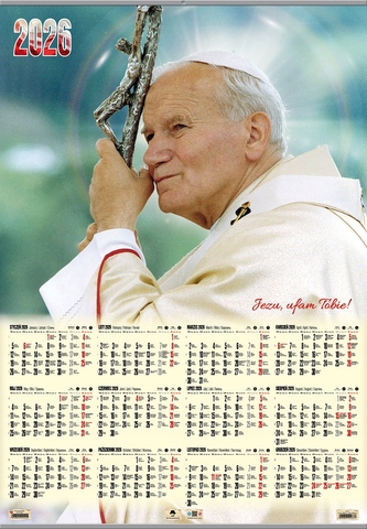 Kalendarz 2026 plakatowy B1 z listwą Święty Jan Paweł II j KP-B1 VP.4