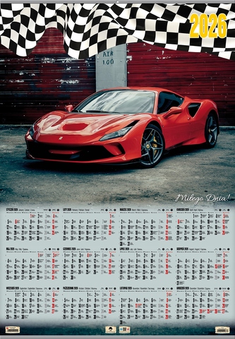 Kalendarz 2026 plakatowy B1 z listwą Super car  KP-B1 V.11