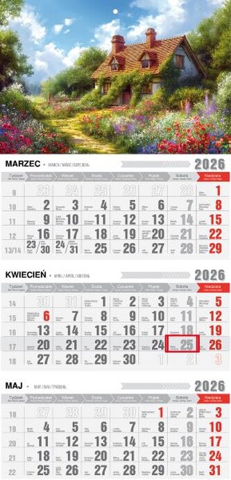 Kalendarz 2026 trójdzielny z magnesem jednoplanszowy\nKTM