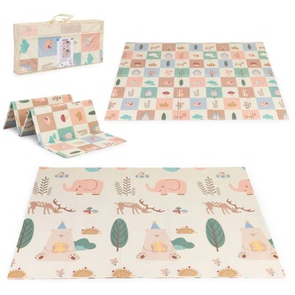 Skládacá hrací podložka Teddy a Elefant, 200x180cm; vícebarevný; pěna EVA