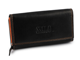 Dámská kožená peněženka 9,5x17 cm - 1 ks - 3 černá oranžová