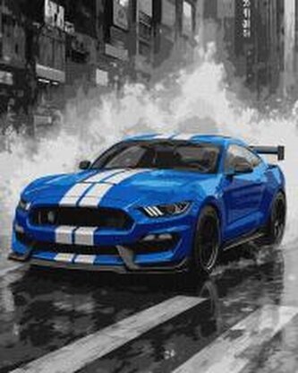 Malowanie po numerach - Niebieskie wyścigi 40x50cm