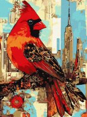 Malowanie po numerach - Miejski ptaszek 30x40cm