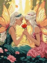 Malowanie po numerach - Wróżki wśród kwiatów