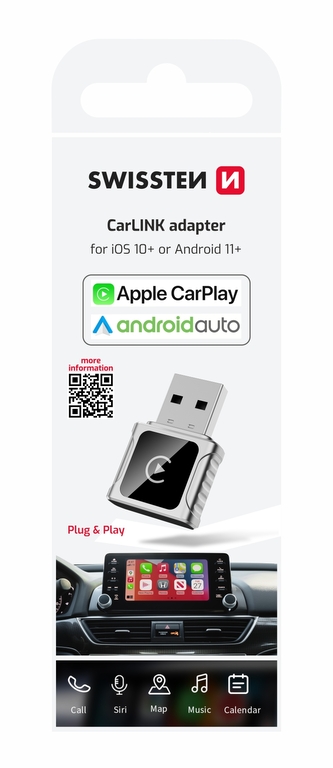 SWISSTEN CARLINK ADAPTER - APPLE CARPLAY / ANDROID AUTO (+ ADAPTER USB-A / USB-C)