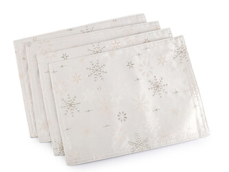 Vánoční prostírání textilní, oboustranné s jemným lurexem 30x40 cm - 4 ks - 2 krémová nejsvět. zlatá