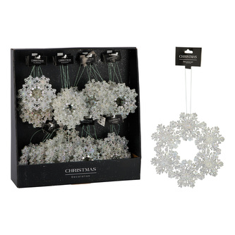 Dekorace závěsná - stříbrná sněhová vločka 12 cm /1ks