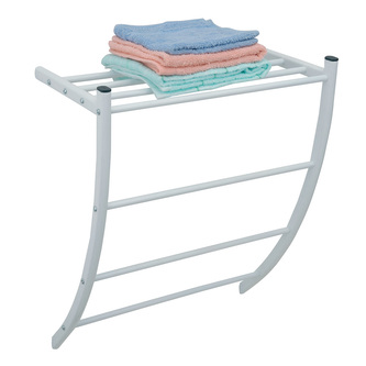 MSV nástěnný držák na ručníky ALYSSA, s poličkou, bílý, ocel