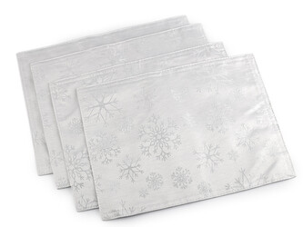 Vánoční prostírání textilní, oboustranné s jemným lurexem 30x40 cm - 4 ks - 1 bílá stříbrná